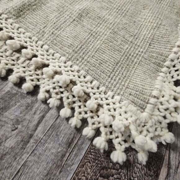 Wool Poncho Cape Fringe Handmade in Mexico Vintage Crochet Hippie Boho Lagenlook - Picture 12 of 14